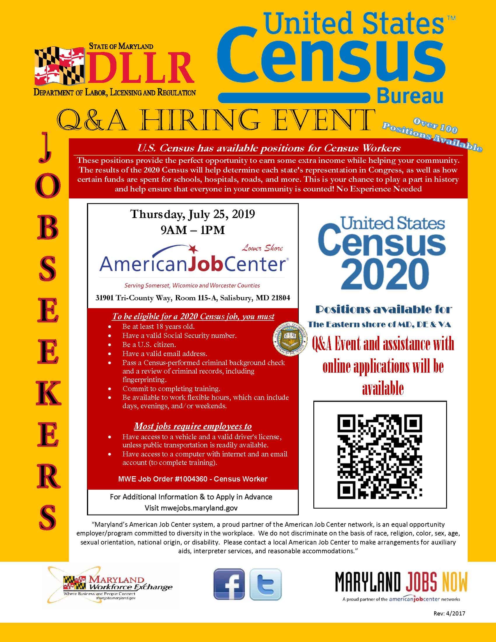 U.S. Census Job Fair Flyer 07-25-2019