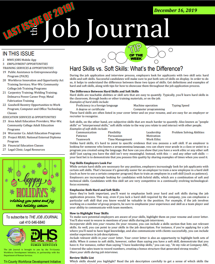 last 2019 job journal