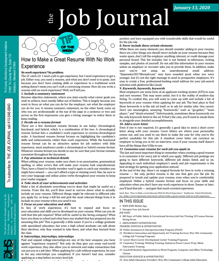 job journal w2 2020